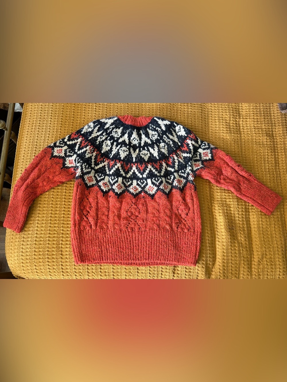 INDUSTRY Republic Classic Fair Isle burnt orange and Navy Women's Sweater, small